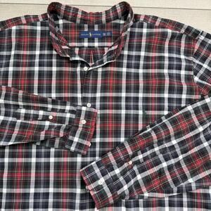 Polo Ralph Lauren 3XLT Red Black Plaid Shirt Long Sleeve Classic Fit Button Down